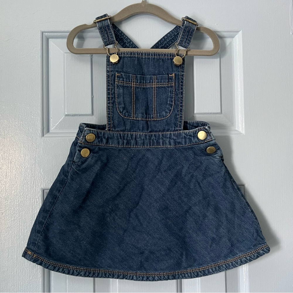 Next UK Blue Denim Overalls Dress, 1.5-2 years
